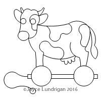 Redwork Cow Pull Toy