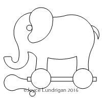 Redwork Elephant Pull Toy